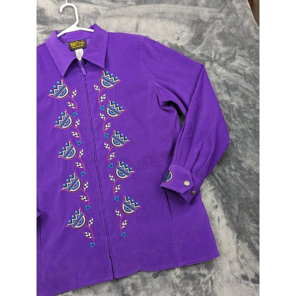 VTG Bob Mackie Western Jacket Size M Beaded Southwestern Artsy Rodeo USA Purple - Picture 4 of 16